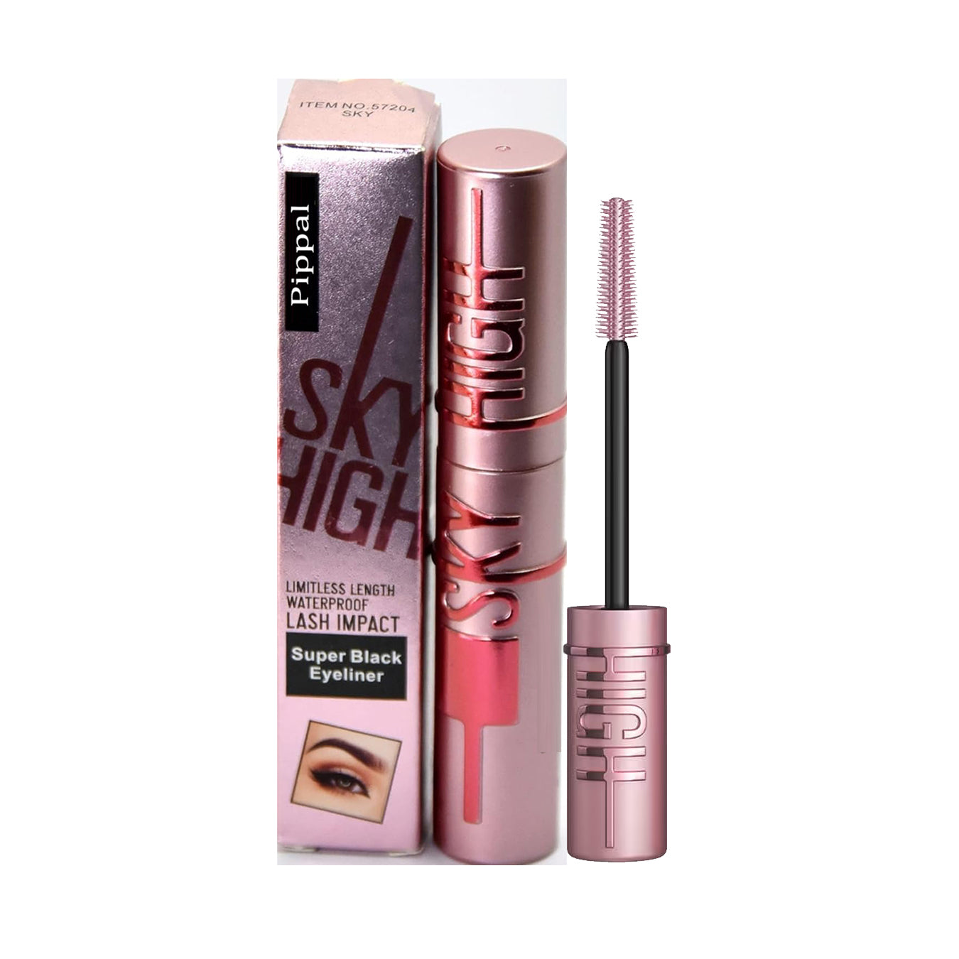 Pippal Sky High Eyeliner 1 Pcs with Mascara Ultra Volume Up Volumizing Mascara for Bold And Dramatic Lashes Long Lasting Waterproof 10Gm (Pack of 1)